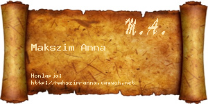 Makszim Anna névjegykártya